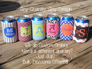 Monogrammed Shoppe has many different options to choose from when customizing your own koozie set!